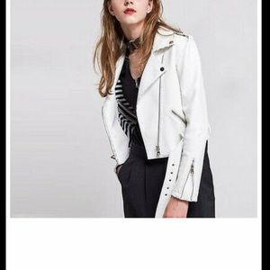 Zara Faux Leather White Jacket